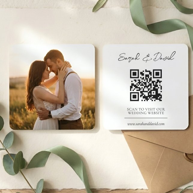 Wedding Website QR Code Photo Minimalist Enclosure Card (Creator Uploaded)