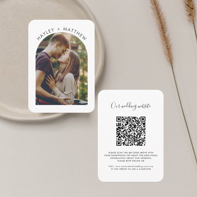 Wedding Website QR Code Photo RSVP Enclosure Card (Wedding Website RSVP QR Code Photo Card)