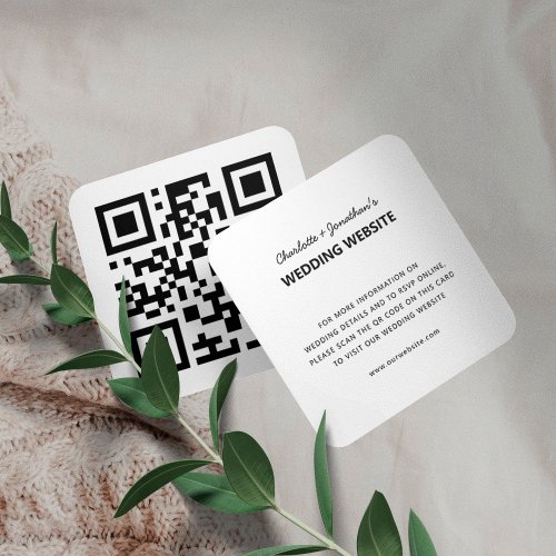 Wedding Website QR Code RSVP Online Minimalist Enclosure Card