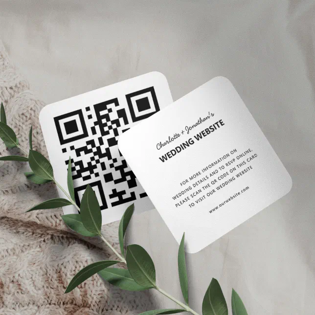 Wedding Website QR Code RSVP Online Minimalist Enclosure Card | Zazzle