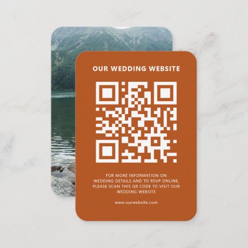 Wedding Website QR Code RSVP Photo Earth Tones Enclosure Card