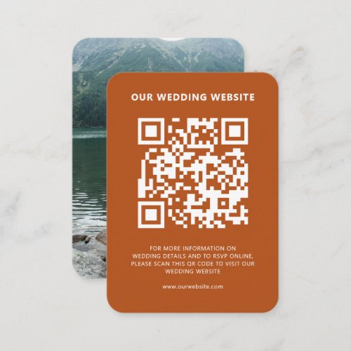 Wedding Website QR Code RSVP Photo Earth Tones Enclosure Card