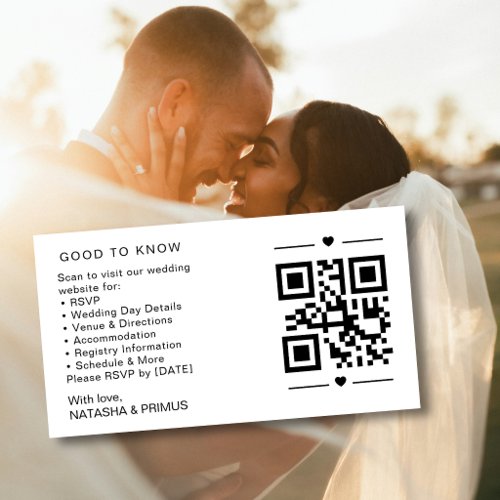 Wedding Website QR Code RSVP Registry Enclosure Business Card
