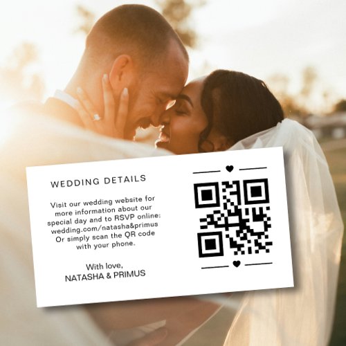 Wedding Website QR Code RSVP Registry Enclosure Business Card