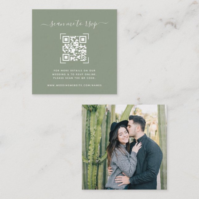 Wedding Website | QR Code Scan Photo  Enclosure Card (Front/Back)