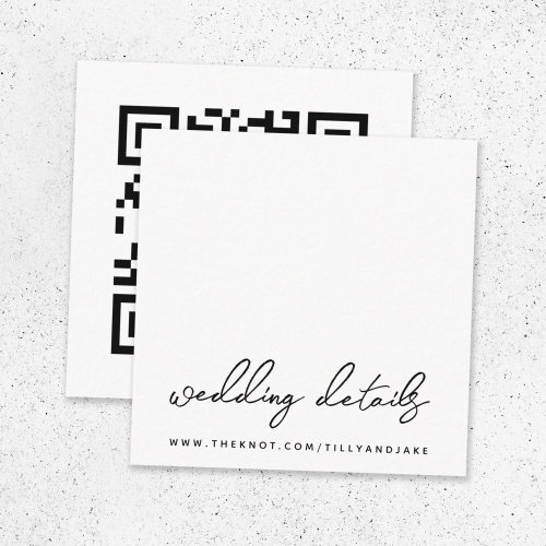 Wedding Website  QR Code Simple Minimalist RSVP Enclosure Card