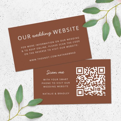 Wedding Website  QR Code Terracotta Rust Enclosure Card