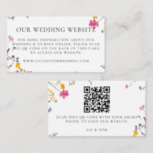 Wedding Website QR Code Wildflower Garden White Enclosure Card