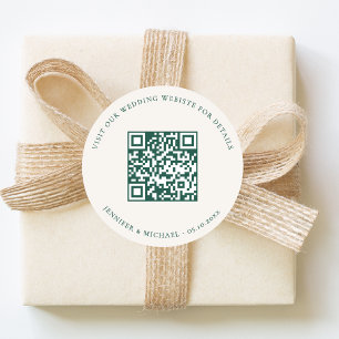 Wedding website QR details information rsvp ivory Classic Round Sticker
