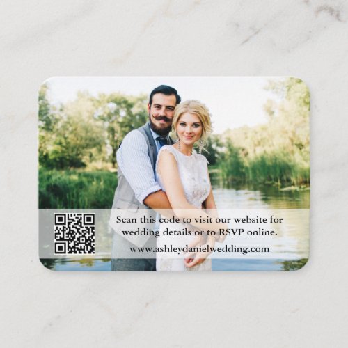 Wedding Website QR Overlay Photo Dusty Blue Enclosure Card