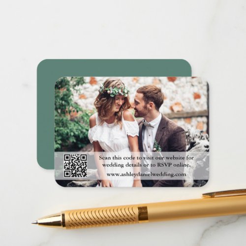Wedding Website QR Overlay Photo Eucalyptus Green Enclosure Card