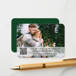 Wedding Website QR Overlay Photo Green Enclosure Card