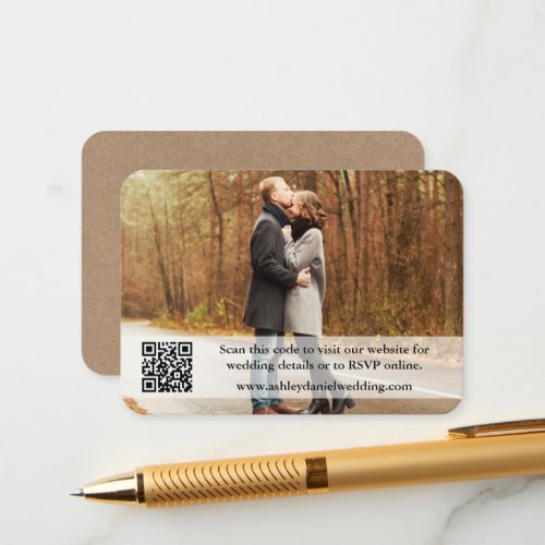 Wedding Website QR Overlay Photo Kraft Enclosure Card
