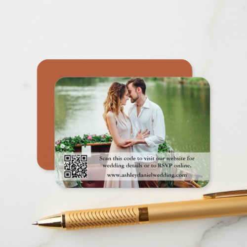 Wedding Website QR Overlay Photo Terracotta Enclosure Card