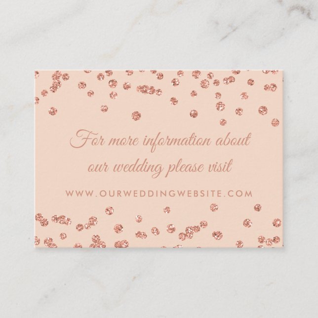 Wedding Website Rose Gold Glitter Confetti Blush Enclosure Card (Front)