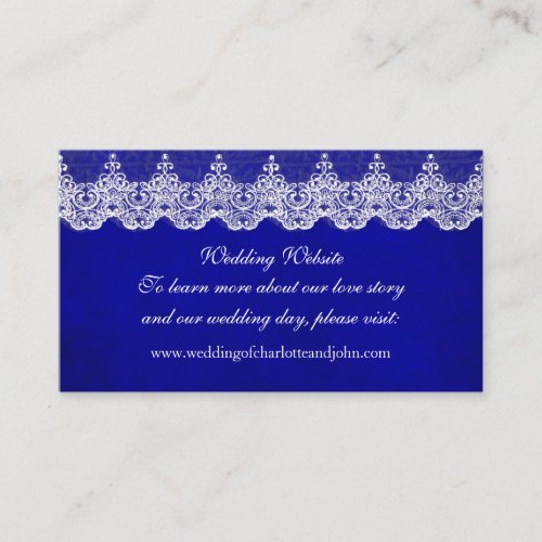 Wedding Website Royal White Blue Cobalt Lace Enclosure Card