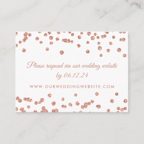 Wedding Website RSVP Insert Rose Gold Confetti