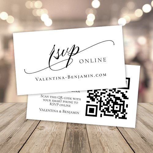 Wedding website RSVP online QR code Modern simple Enclosure Card