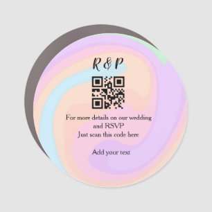 Wedding website rsvp q r code add name text  car magnet