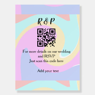 Wedding website rsvp q r code add name text  foam board