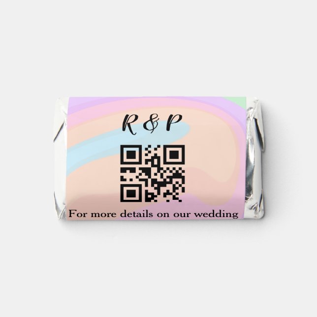 Wedding website rsvp q r code add name text  hershey's miniatures (Front)