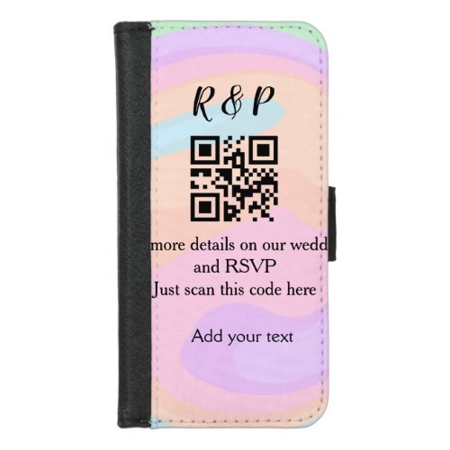 Wedding website rsvp q r code add name text  iPhone 87 wallet case