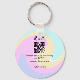 Wedding website rsvp q r code add name text  keychain