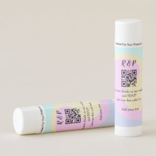 Wedding website rsvp q r code add name text lip balm