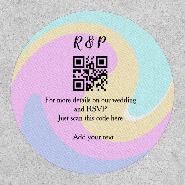 Wedding website rsvp q r code add name text  patch (Front)