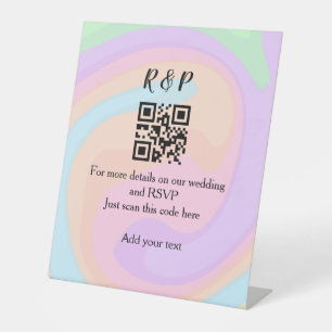 Wedding website rsvp q r code add name text  pedestal sign