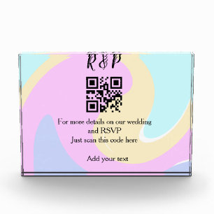 Wedding website rsvp q r code add name text  photo block