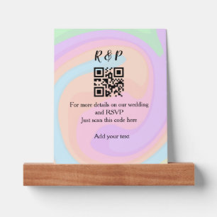 Wedding website rsvp q r code add name text  picture ledge
