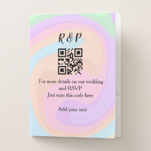 Wedding website rsvp q r code add name text pocket folder