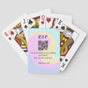 Wedding website rsvp q r code add name text poker cards