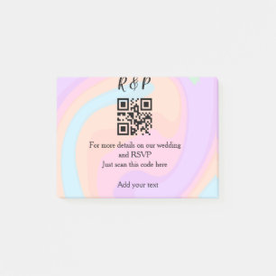 Wedding website rsvp q r code add name text  post-it notes