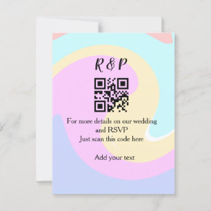 Wedding website rsvp q r code add name text postcard
