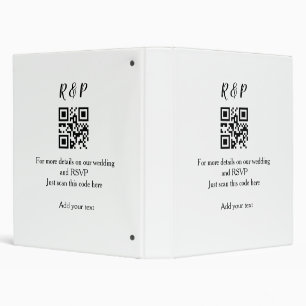 Wedding website rsvp q r code add name text thr 3 ring binder