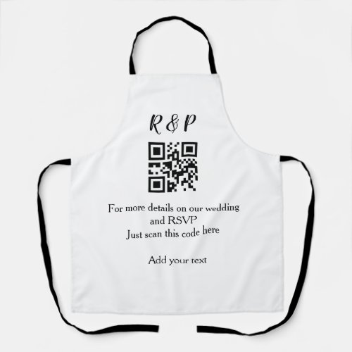 Wedding website rsvp q r code add name text thr apron