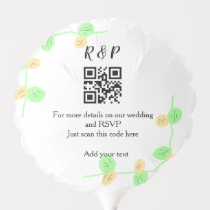 Wedding website rsvp q r code add name text thr balloon