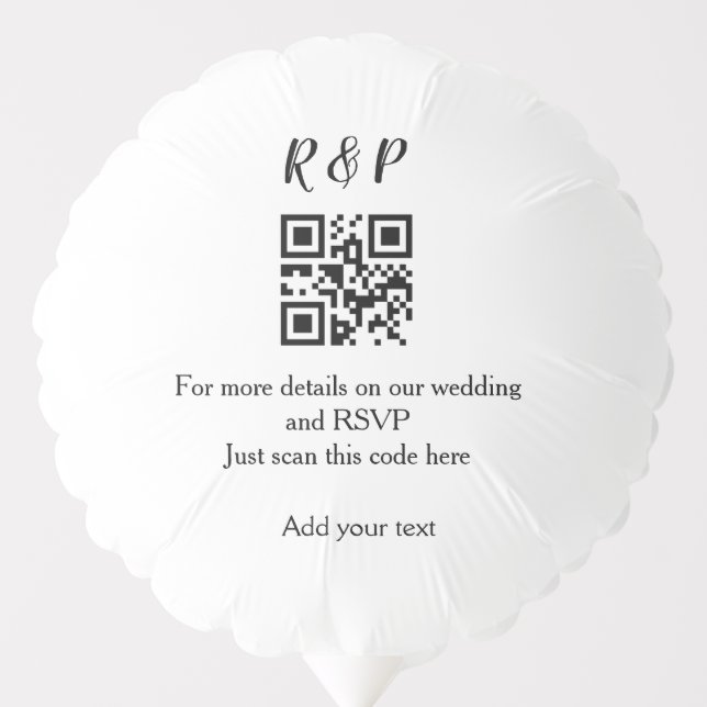 Wedding website rsvp q r code add name text thr balloon (Front)
