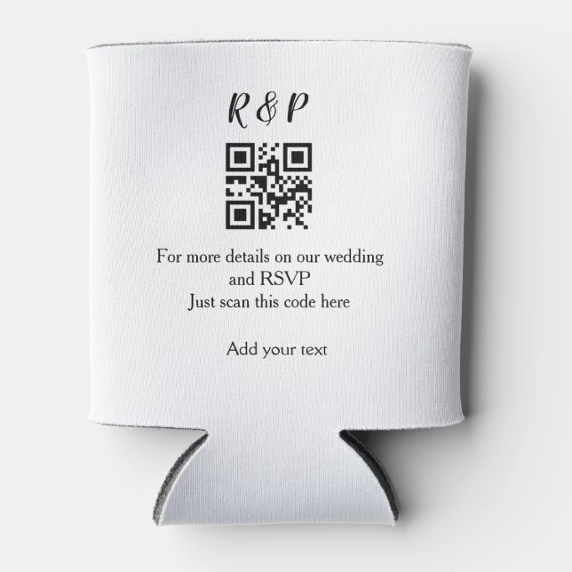 Wedding website rsvp q r code add name text thr can cooler (Front)