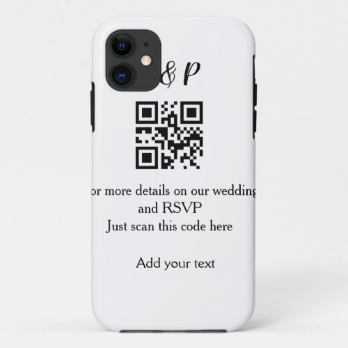 Wedding website rsvp q r code add name text thr iPhone 11 case