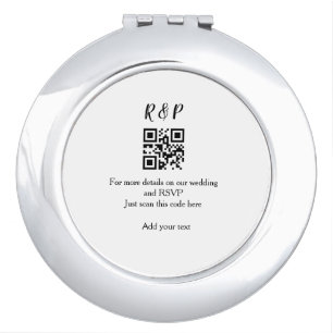 Wedding website rsvp q r code add name text thr compact mirror
