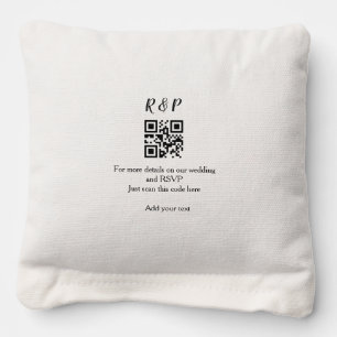 Wedding website rsvp q r code add name text thr cornhole bags