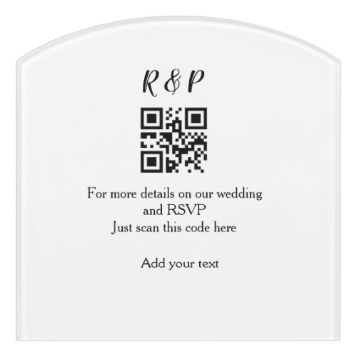 Wedding website rsvp q r code add name text thr door sign