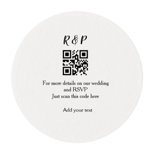 Wedding website rsvp q r code add name text thr edible frosting rounds