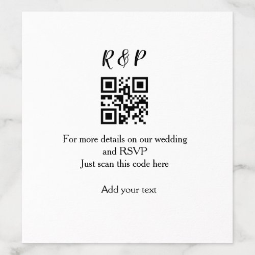 Wedding website rsvp q r code add name text thr envelope liner