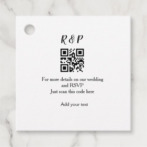 Wedding website rsvp q r code add name text thr favor tags