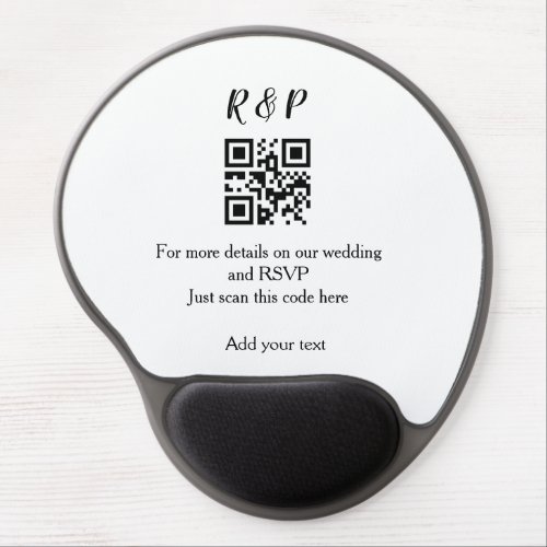 Wedding website rsvp q r code add name text thr gel mouse pad
