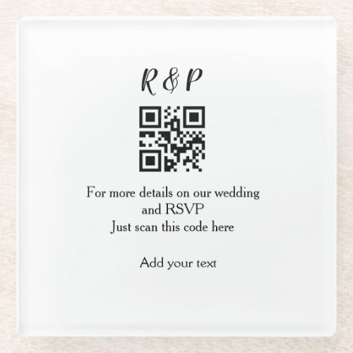 Wedding website rsvp q r code add name text thr glass coaster
